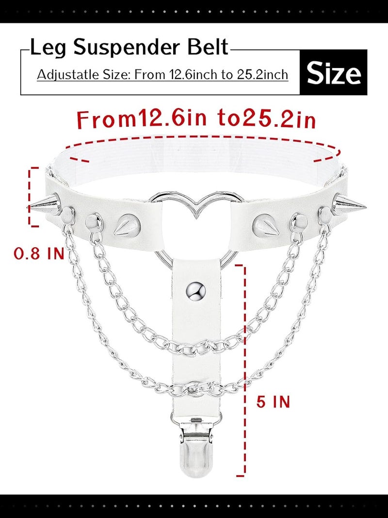 Lorealri Store Thigh High Garter Belt Adjustable Rock Heart Gothic Leg Suspender Belts Rave Party Thigh Lingerie for Women(2 PCs) - Image 4